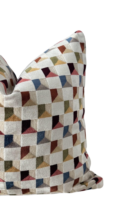 Modern Neutral Geometric Throw Pillow Cover, Textured Decorative Cushion Cover.