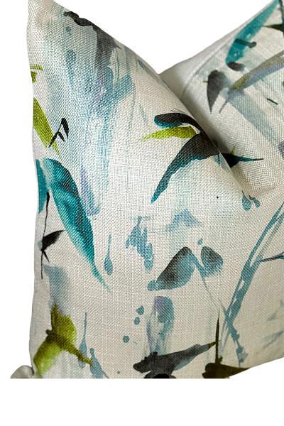 Blue Bird Floral Pillow Cover, Decorative Accent Cushion, Nature Inspired Home Decor