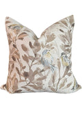 Neutral Bird Floral Pillow Cover, Beige Nature Accent Cushion, Elegant Home Decor