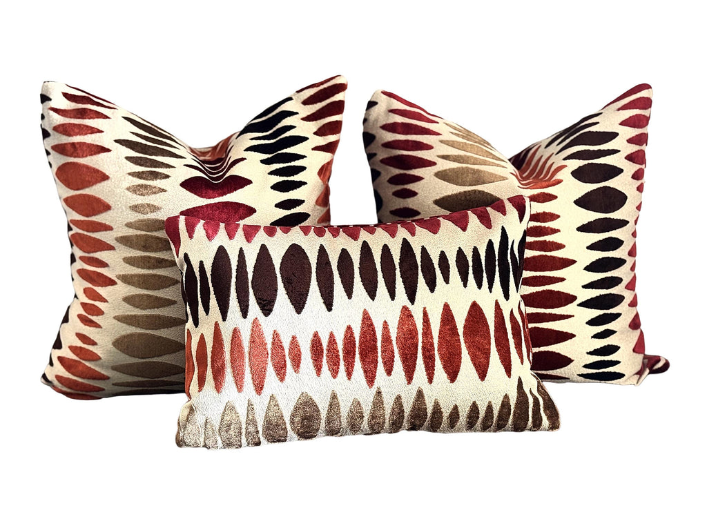 Boho Ikat Rust Burgundy Throw Pillow Cover, Abstract Southwest Cushion Home Decor