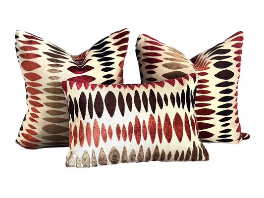 Boho Ikat Rust Burgundy Throw Pillow Cover, Abstract Southwest Cushion Home Decor