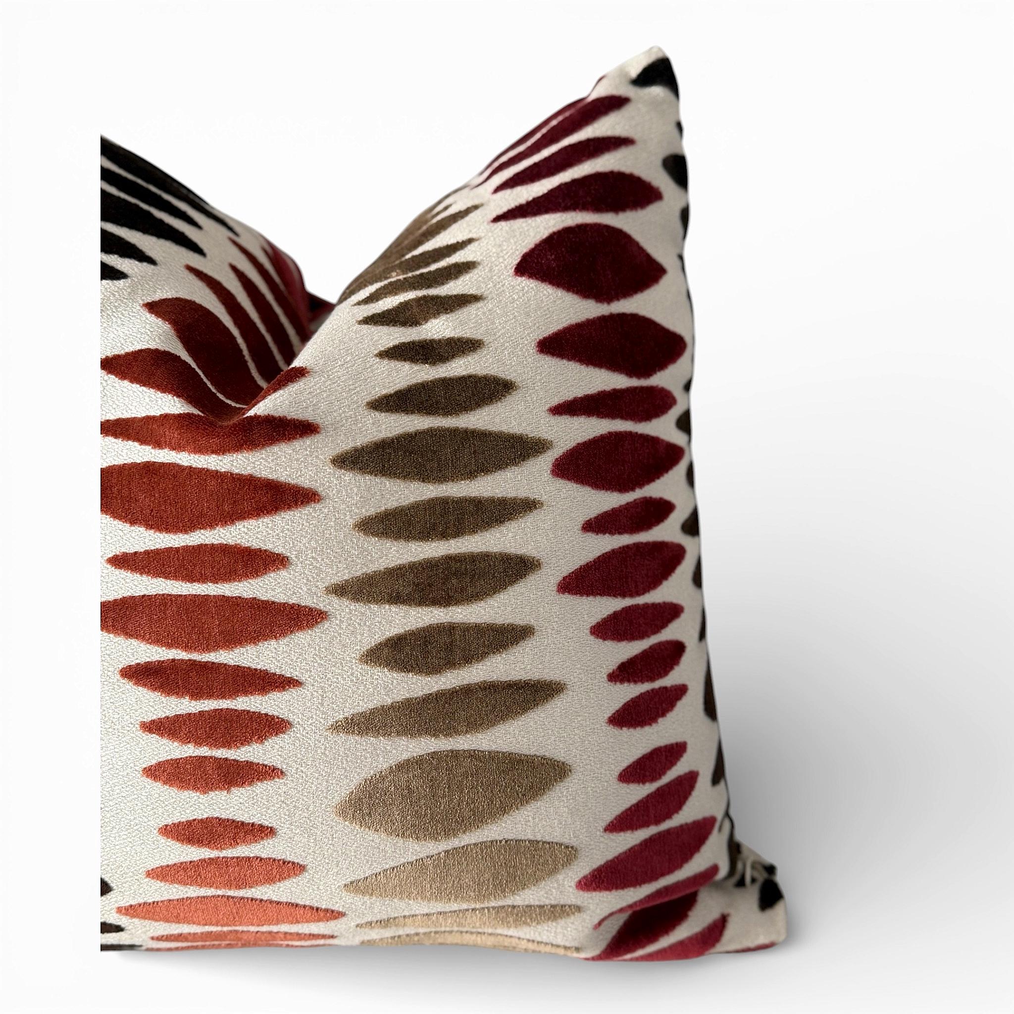 Boho Ikat Rust Burgundy Throw Pillow Cover, Abstract Southwest Cushion Home Decor
