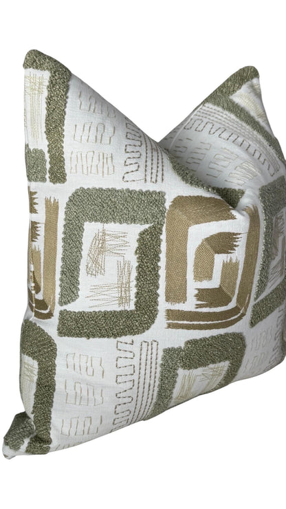 Sage Green Abstract Pillow Cover, Modern Organic Cushion Cover.