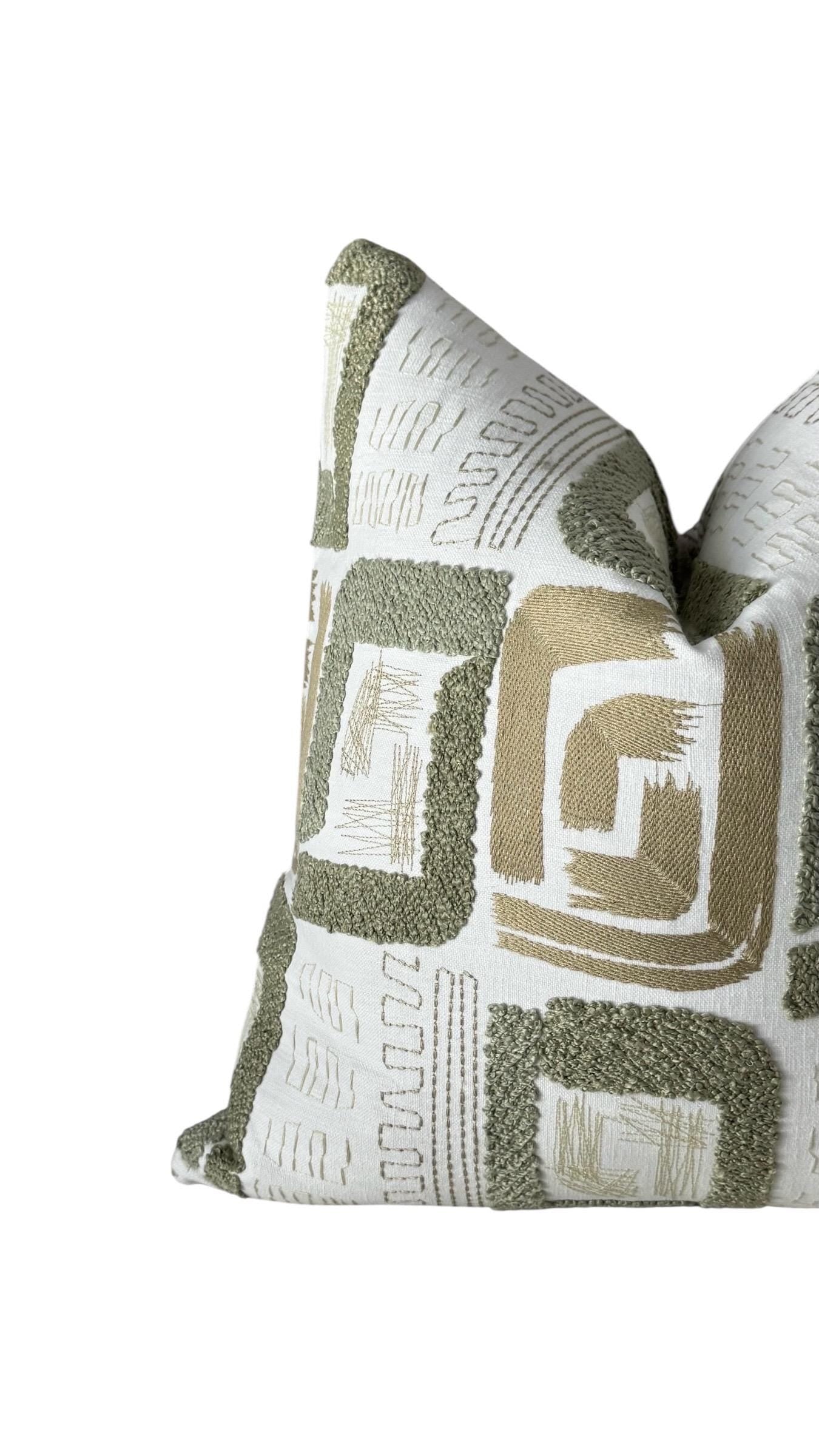 Sage Green Abstract Pillow Cover, Modern Organic Cushion Cover.