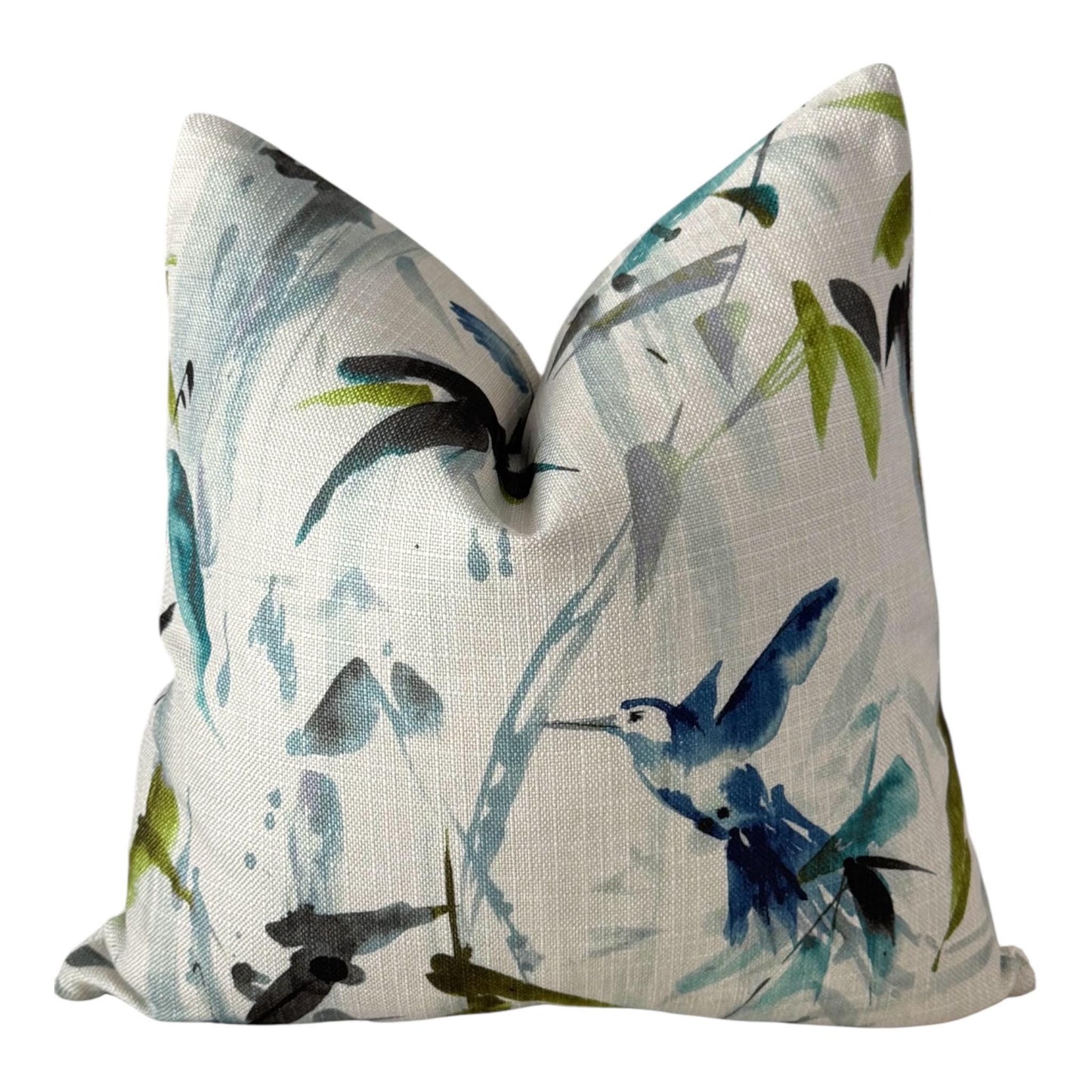 Blue Bird Floral Pillow Cover, Decorative Accent Cushion, Nature Inspired Home Decor