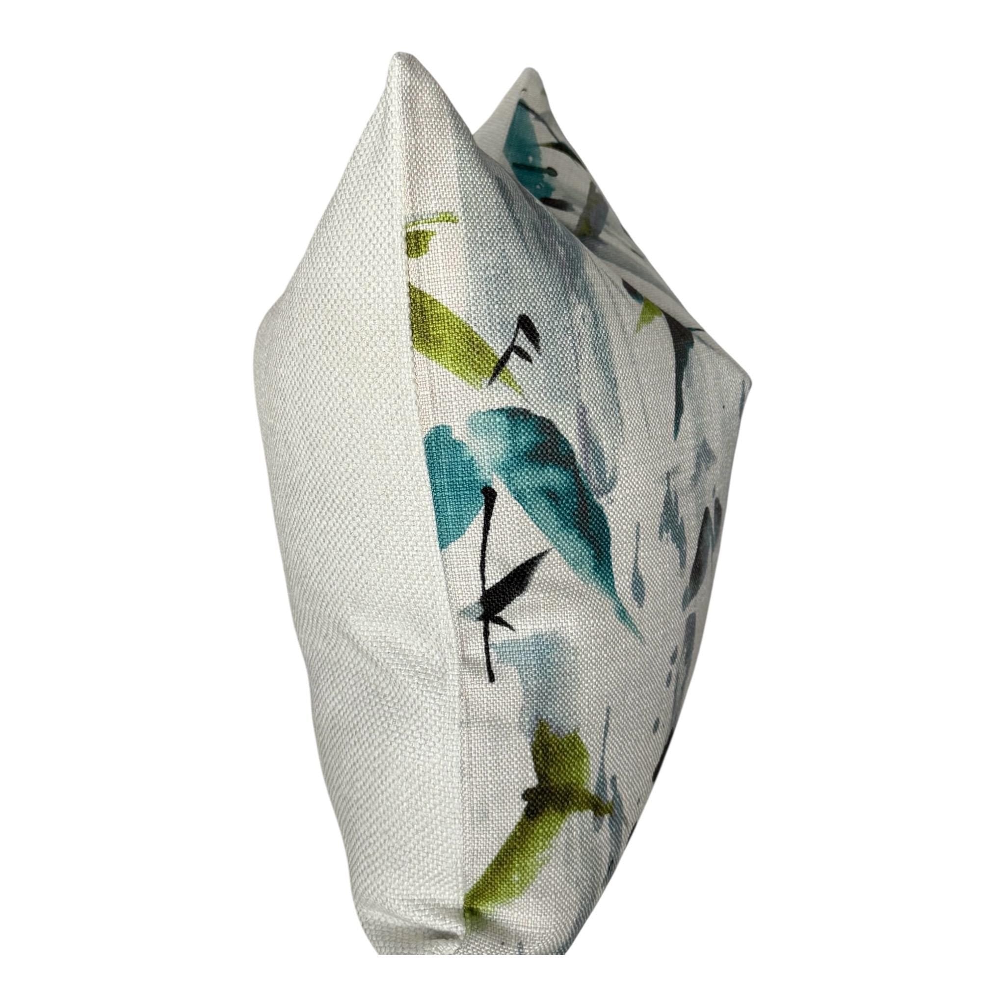 Blue Bird Floral Pillow Cover, Decorative Accent Cushion, Nature Inspired Home Decor