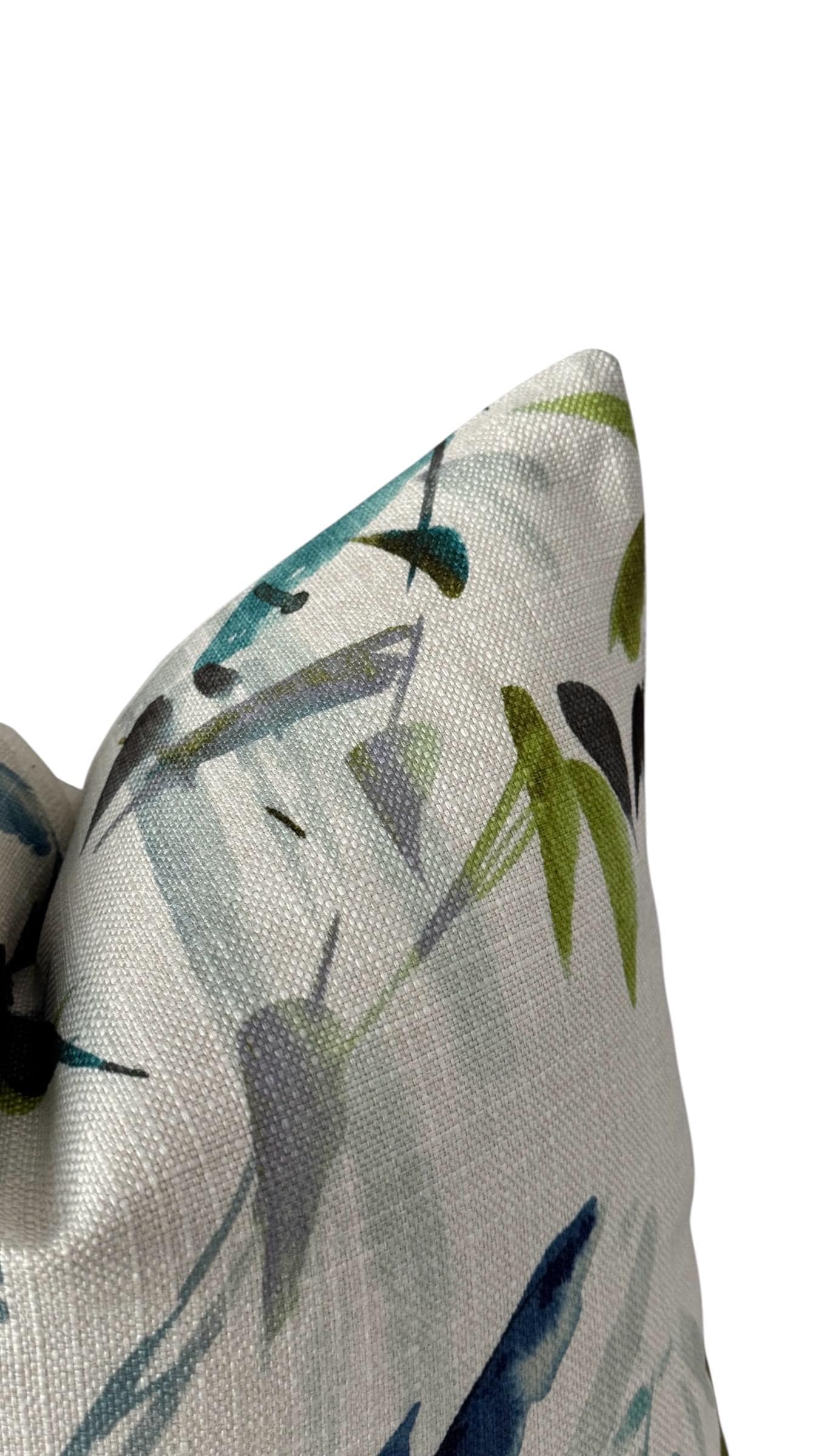 Blue Bird Floral Pillow Cover, Decorative Accent Cushion, Nature Inspired Home Decor