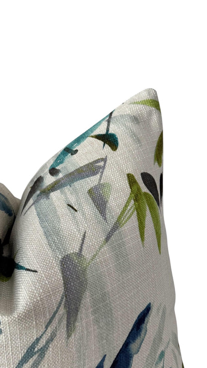 Blue Bird Floral Pillow Cover, Decorative Accent Cushion, Nature Inspired Home Decor