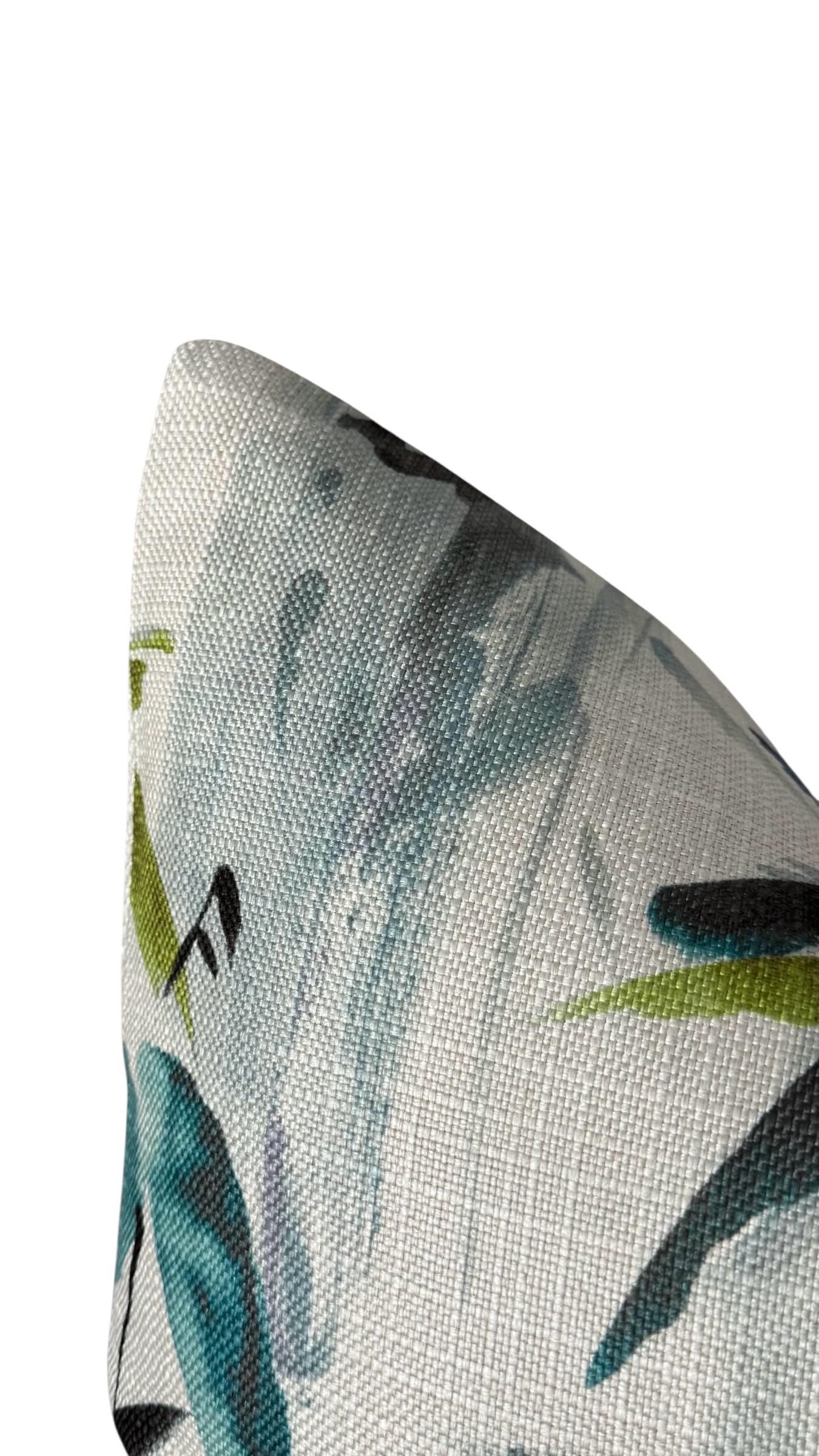 Blue Bird Floral Pillow Cover, Decorative Accent Cushion, Nature Inspired Home Decor