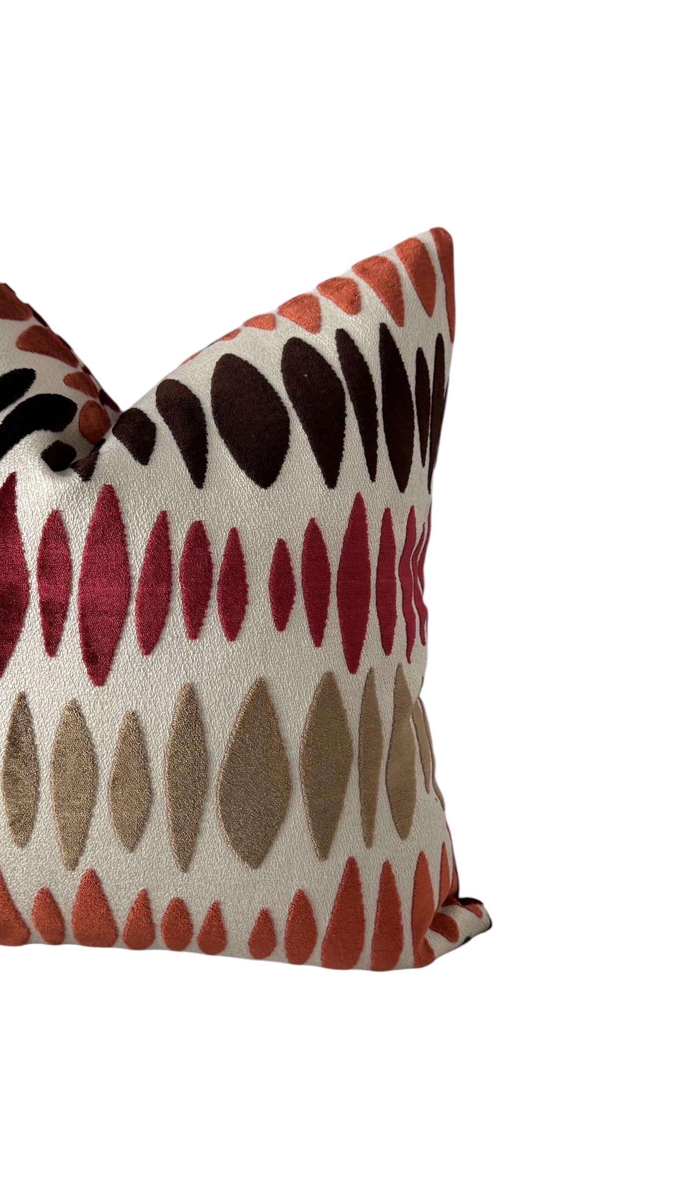 Boho Ikat Rust Burgundy Throw Pillow Cover, Abstract Southwest Cushion Home Decor