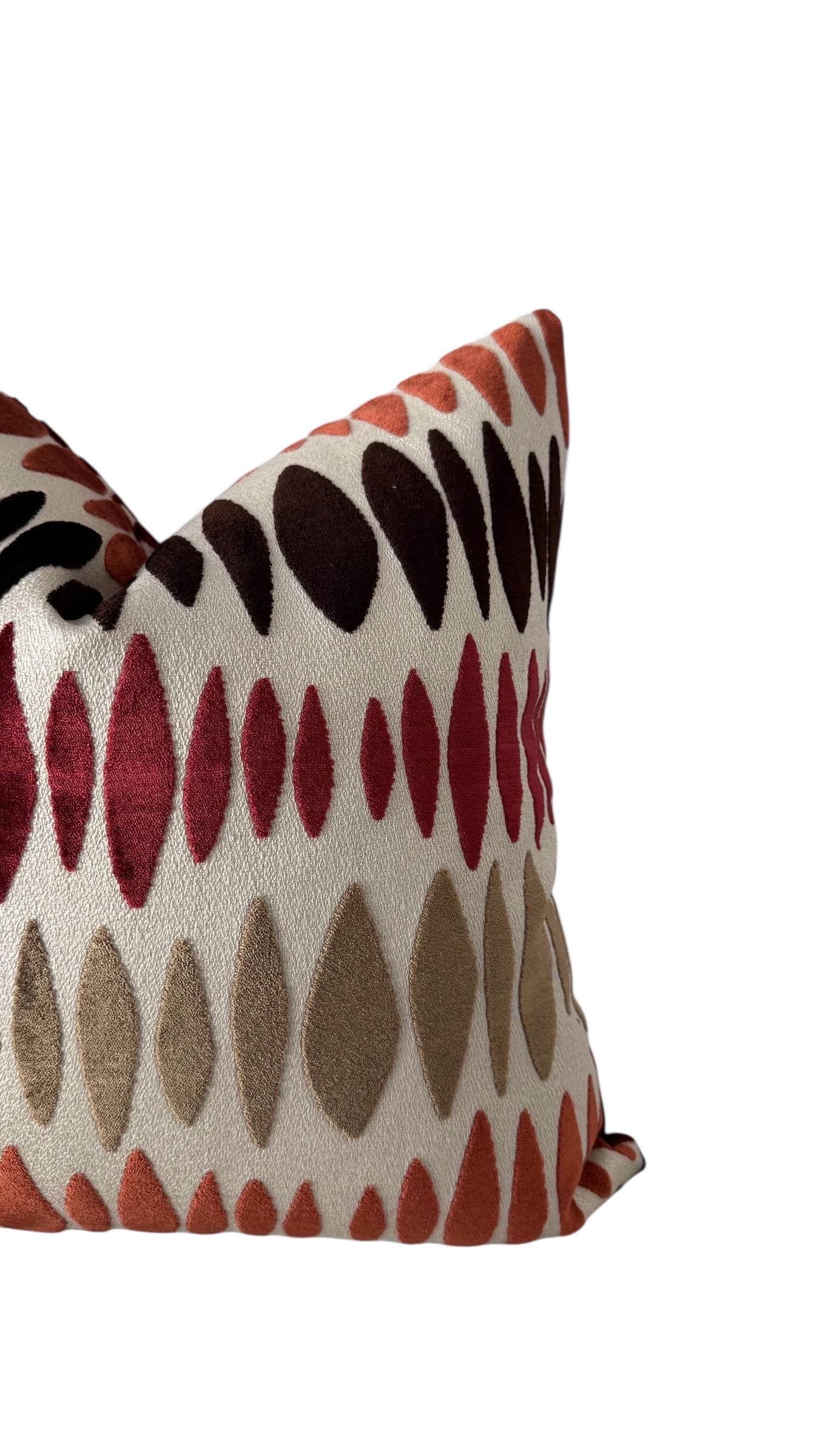 Boho Ikat Rust Burgundy Throw Pillow Cover, Abstract Southwest Cushion Home Decor