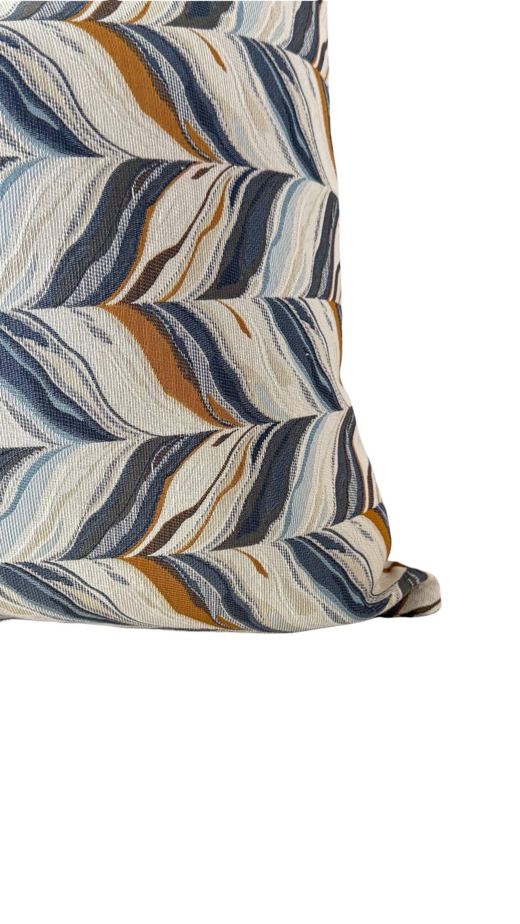 Blue Gold Leaf Pillow Cover, Neutral Decorative Throw Pillow