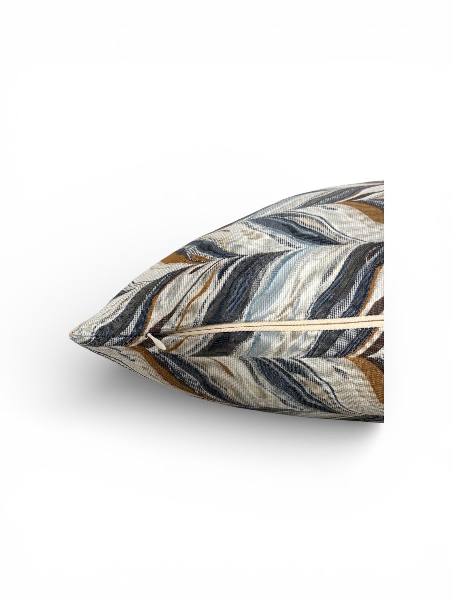 Blue Gold Leaf Pillow Cover, Neutral Decorative Throw Pillow