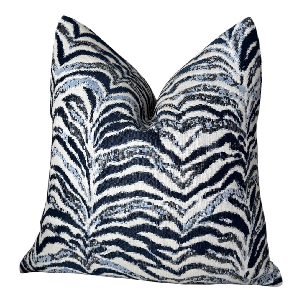 Blue White Zebra Pillow Cover, Modern Decorative Throw Pillow