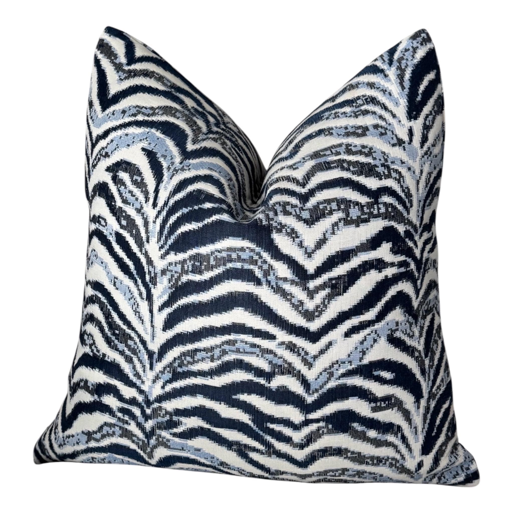 Blue White Zebra Pillow Cover, Modern Decorative Throw Pillow