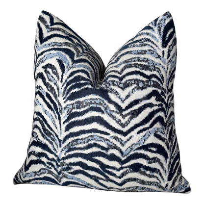 Blue White Zebra Pillow Cover, Modern Decorative Throw Pillow