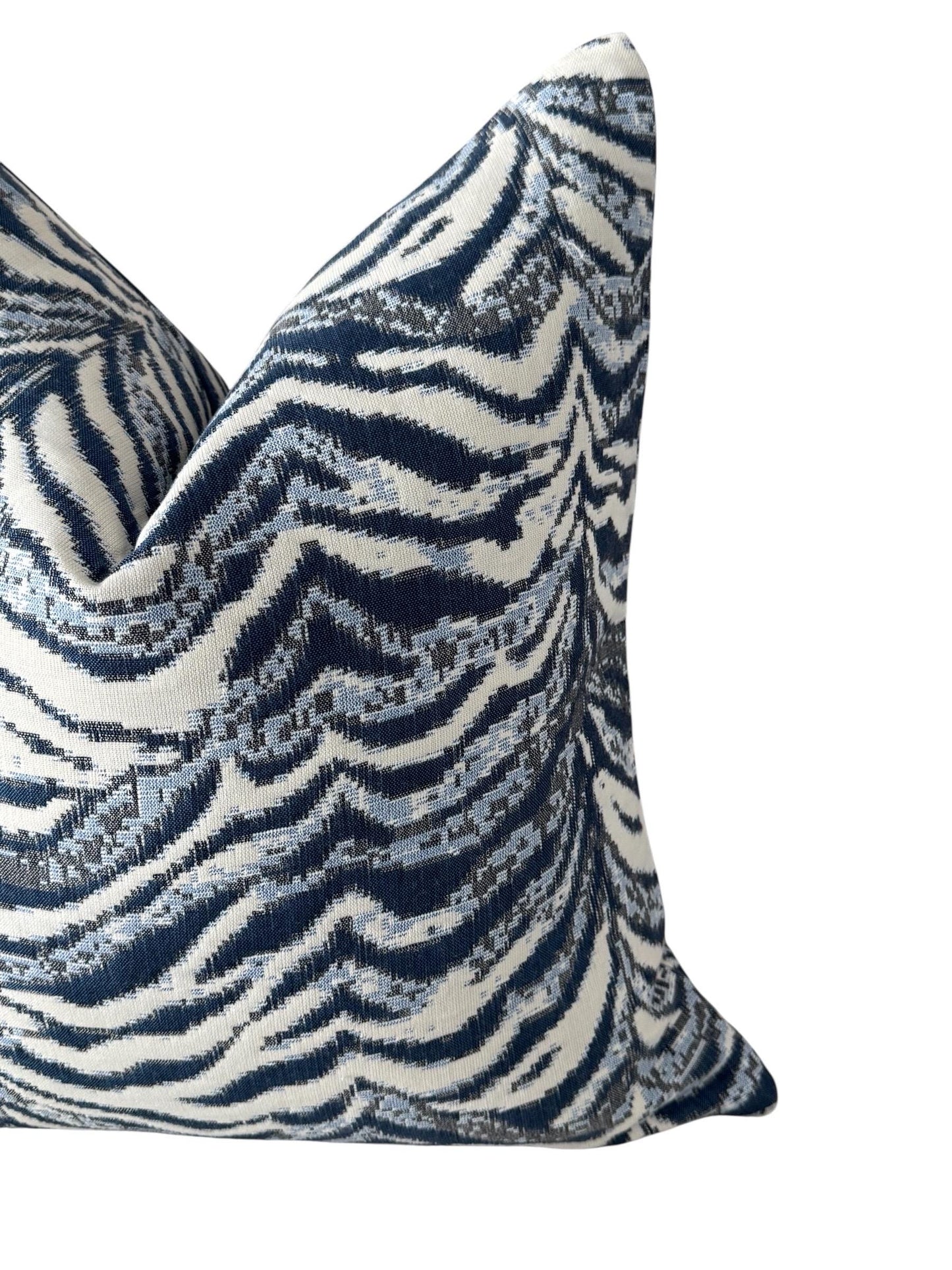 Blue White Zebra Pillow Cover, Modern Decorative Throw Pillow