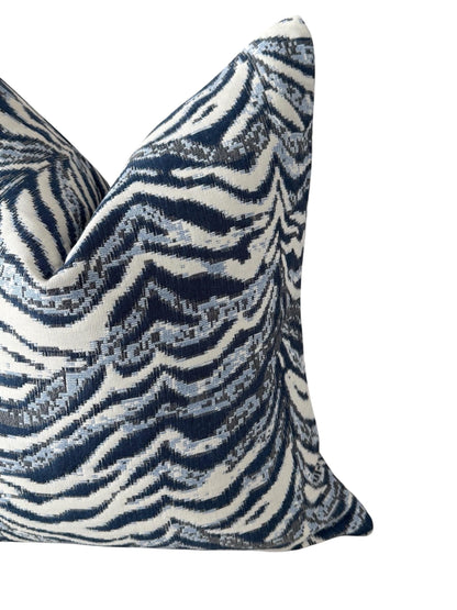 Blue White Zebra Pillow Cover, Modern Decorative Throw Pillow