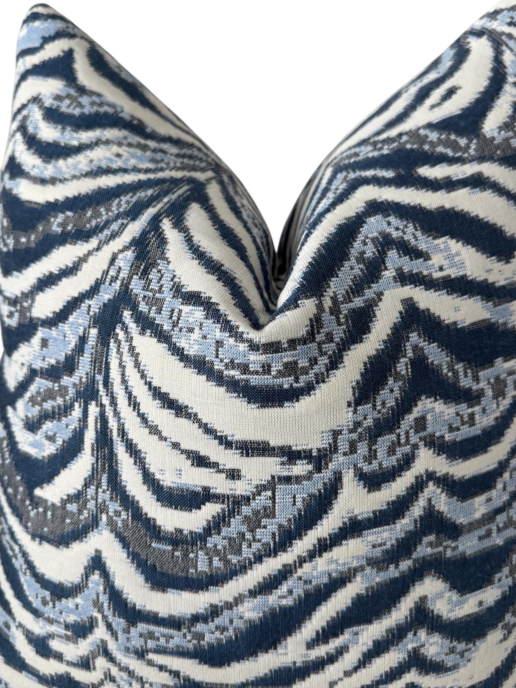 Blue White Zebra Pillow Cover, Modern Decorative Throw Pillow