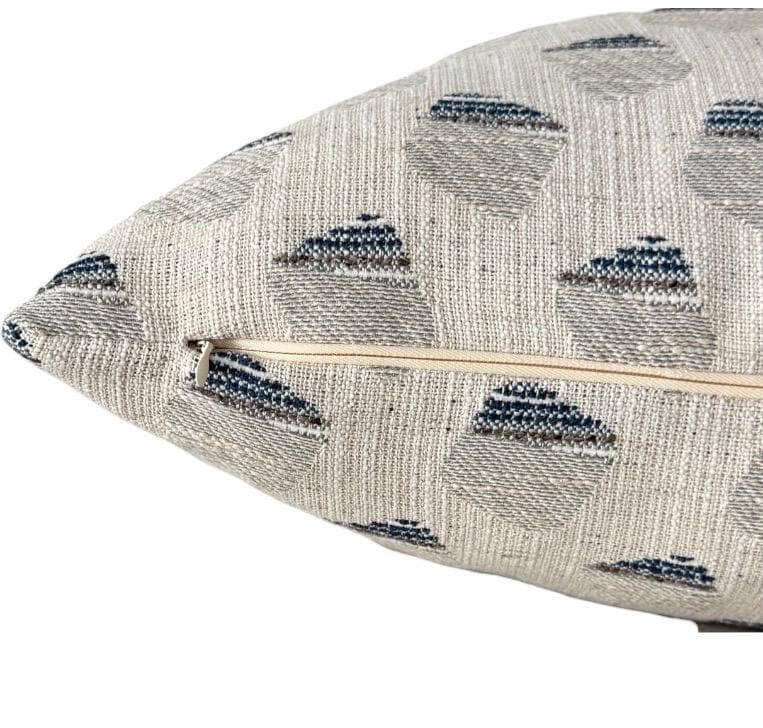 Beige Blue Gray Geometric Woven Pillow Cover, Neutral Decorative Cushion