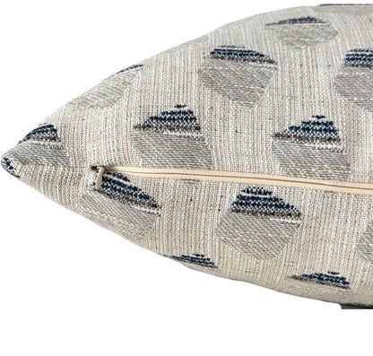 Beige Blue Gray Geometric Woven Pillow Cover, Neutral Decorative Cushion