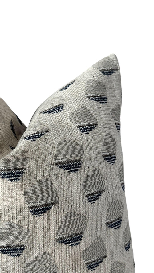 Beige Blue Gray Geometric Woven Pillow Cover, Neutral Decorative Cushion