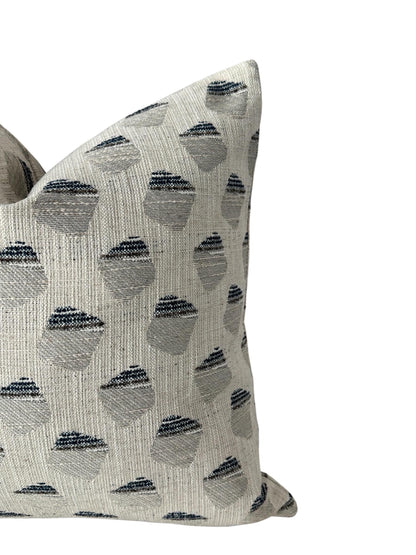 Beige Blue Gray Geometric Woven Pillow Cover, Neutral Decorative Cushion