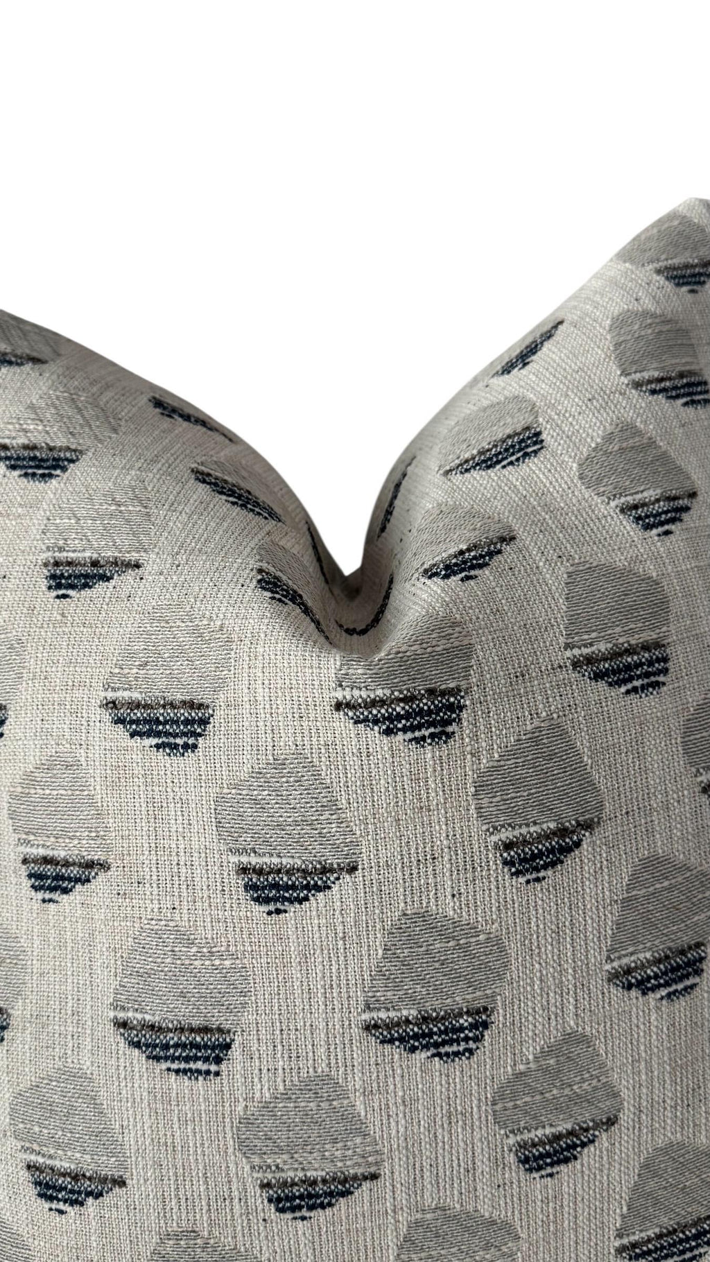 Beige Blue Gray Geometric Woven Pillow Cover, Neutral Decorative Cushion