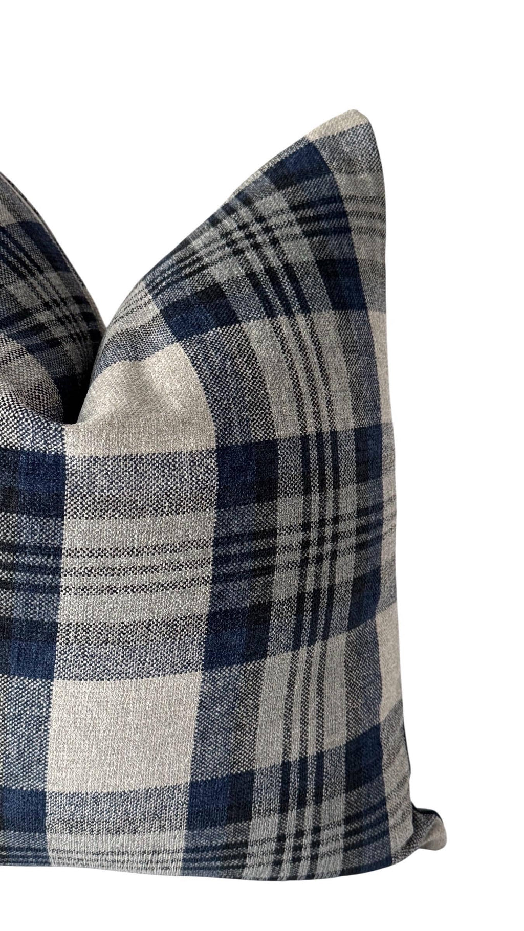 Blue Plaid Pillow Cover, Farmhouse Throw Pillow