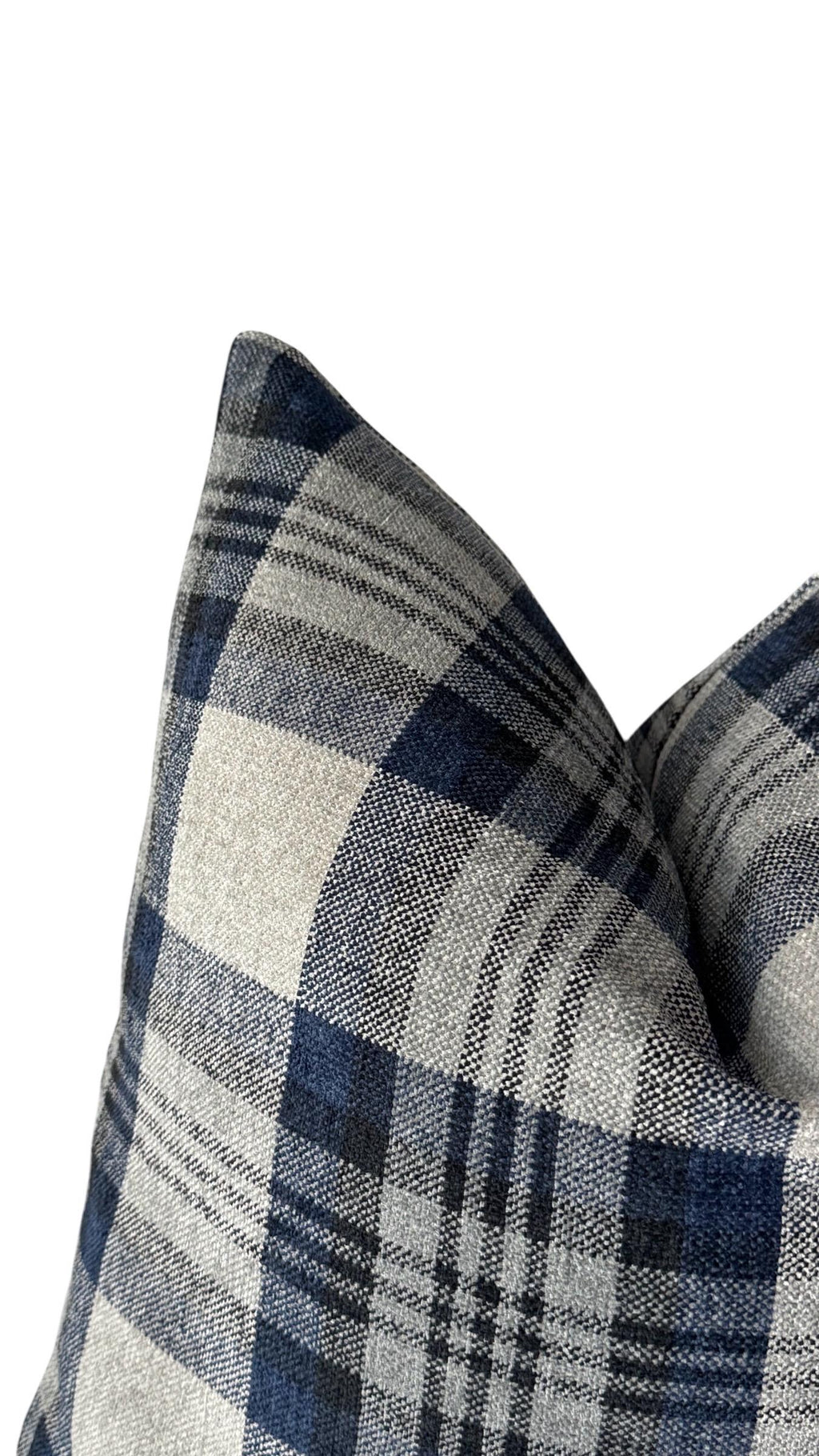 Blue Plaid Pillow Cover, Farmhouse Throw Pillow
