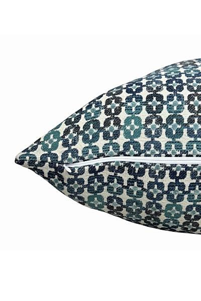 Blue Teal Patterned Pillow Cover, Decorative Throw Pillow