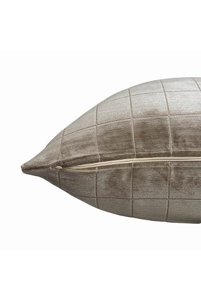 Beige Velvet Grid Pillow Cover, Neutral Throw Pillow