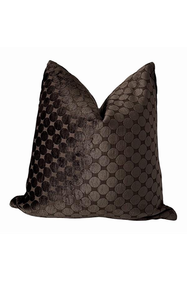 Chocolate Brown Velvet Dot Pillow Cover, Modern Throw Pillow
