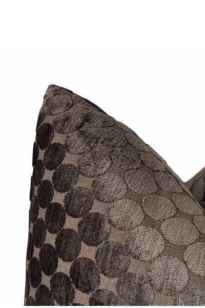 Chocolate Brown Velvet Dot Pillow Cover, Modern Throw Pillow