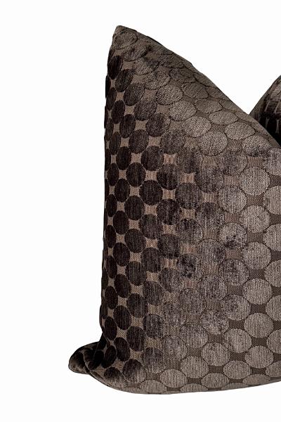 Chocolate Brown Velvet Dot Pillow Cover, Modern Throw Pillow