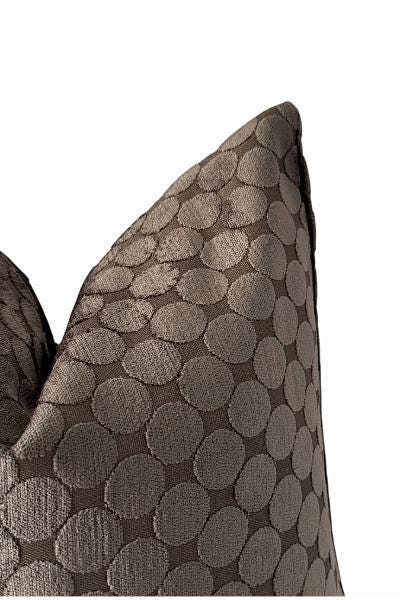 Chocolate Brown Velvet Dot Pillow Cover, Modern Throw Pillow