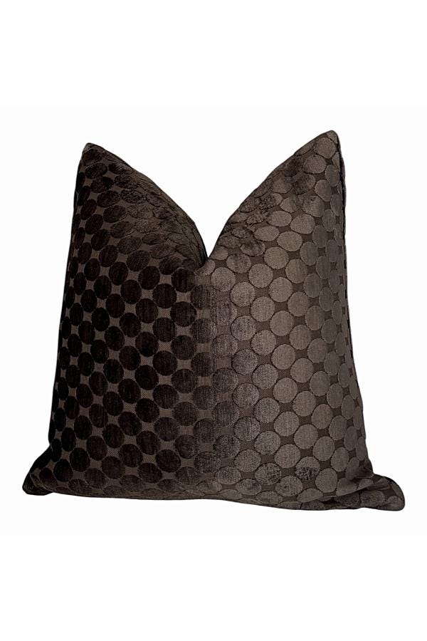 Chocolate Brown Velvet Dot Pillow Cover, Modern Throw Pillow