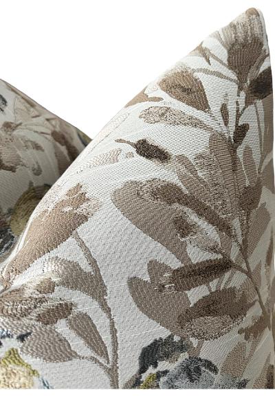 Neutral Bird Floral Pillow Cover, Beige Nature Accent Cushion, Elegant Home Decor