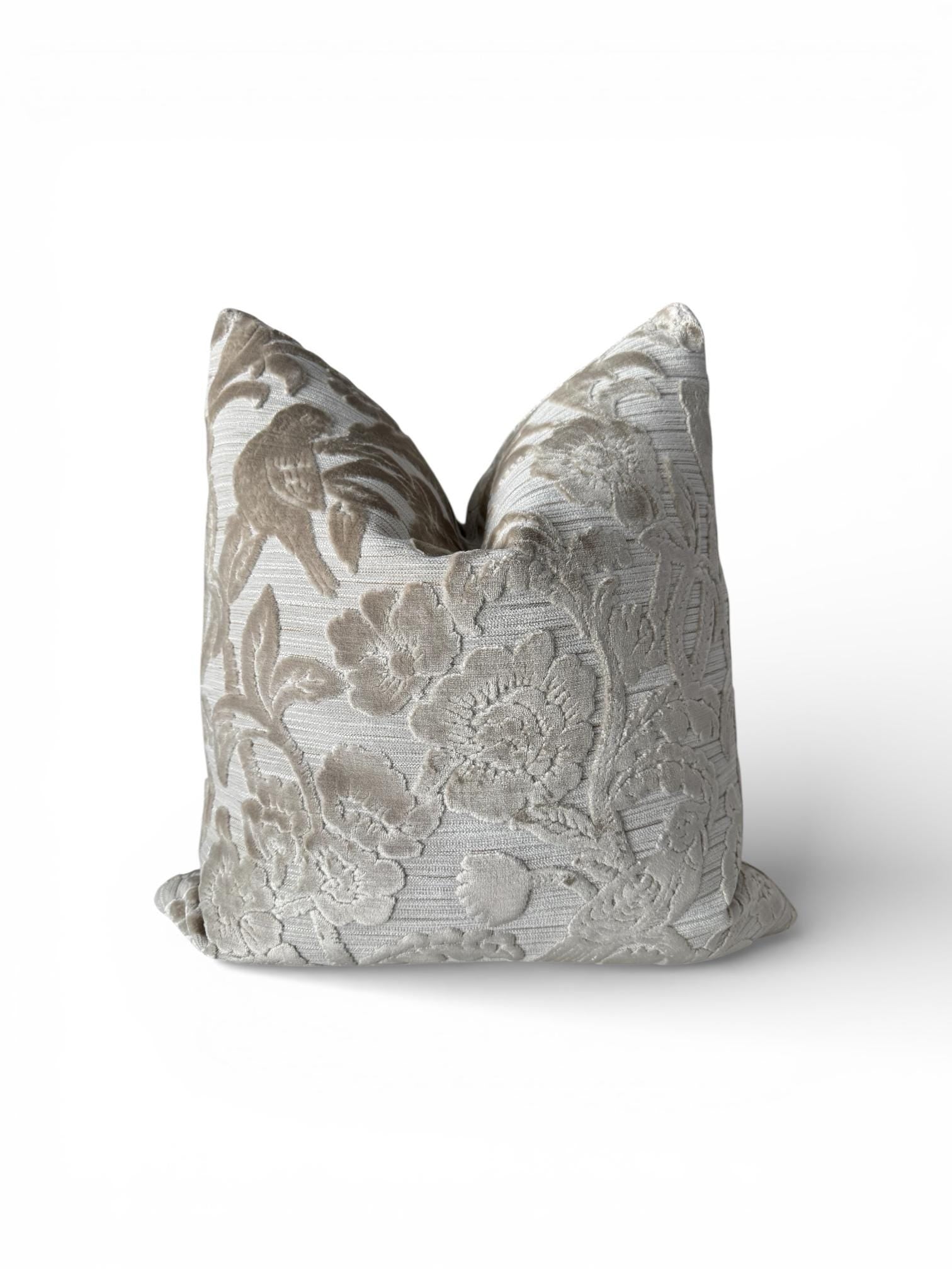 Neutral Floral Pillow Cover, Elegant Beige Accent Pillow, Vintage Inspired Home Decor