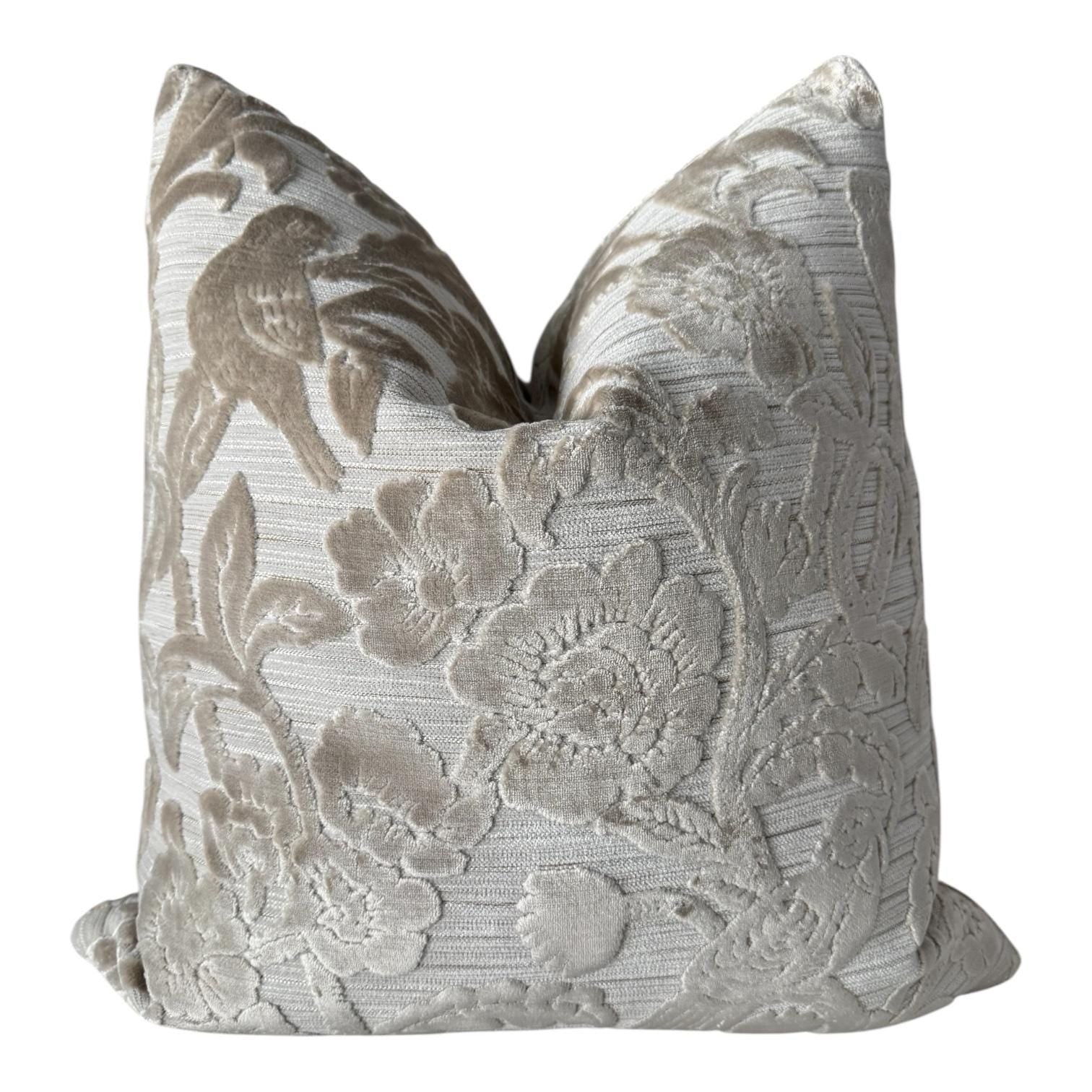 Neutral Floral Pillow Cover, Elegant Beige Accent Pillow, Vintage Inspired Home Decor