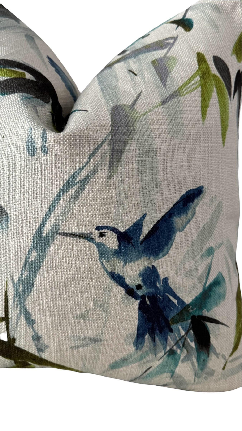 Blue Bird Floral Pillow Cover, Decorative Accent Cushion, Nature Inspired Home Decor