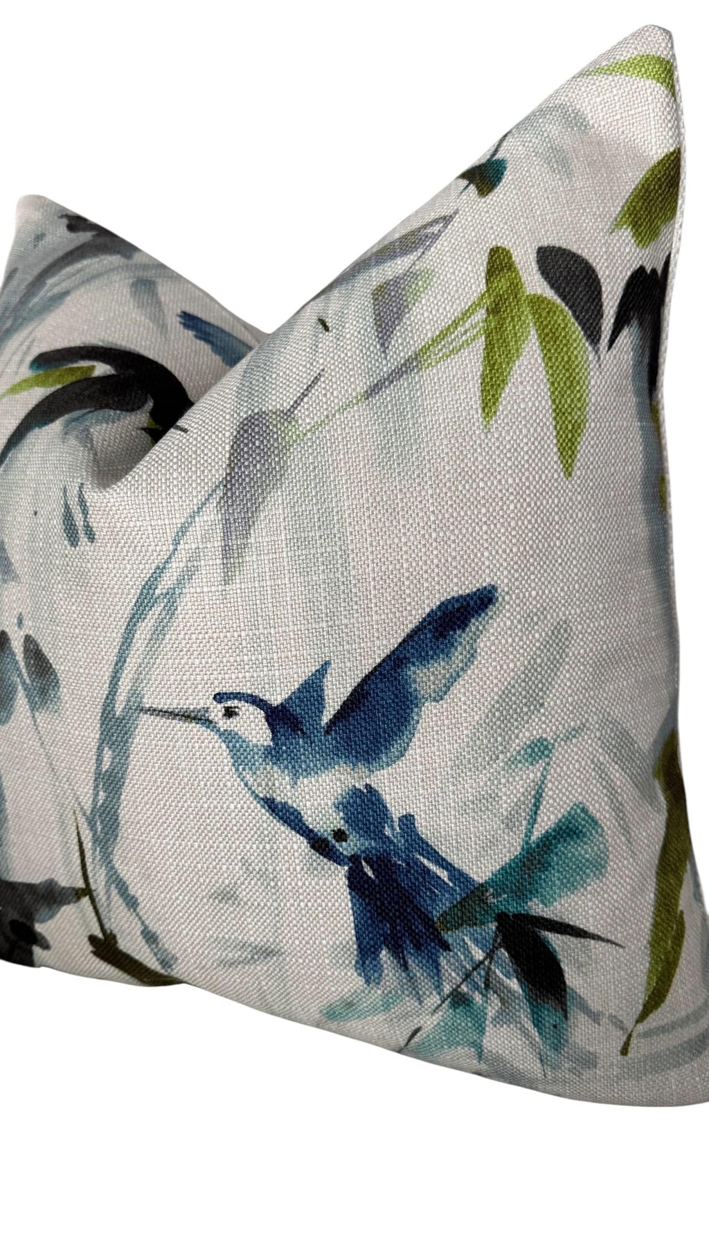 Blue Bird Floral Pillow Cover, Decorative Accent Cushion, Nature Inspired Home Decor