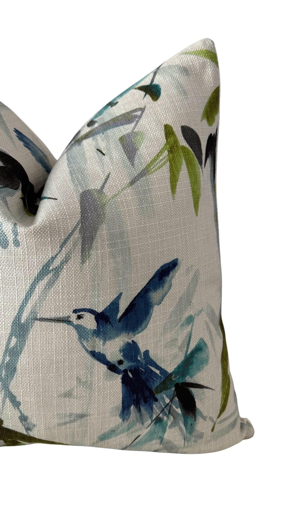 Blue Bird Floral Pillow Cover, Decorative Accent Cushion, Nature Inspired Home Decor