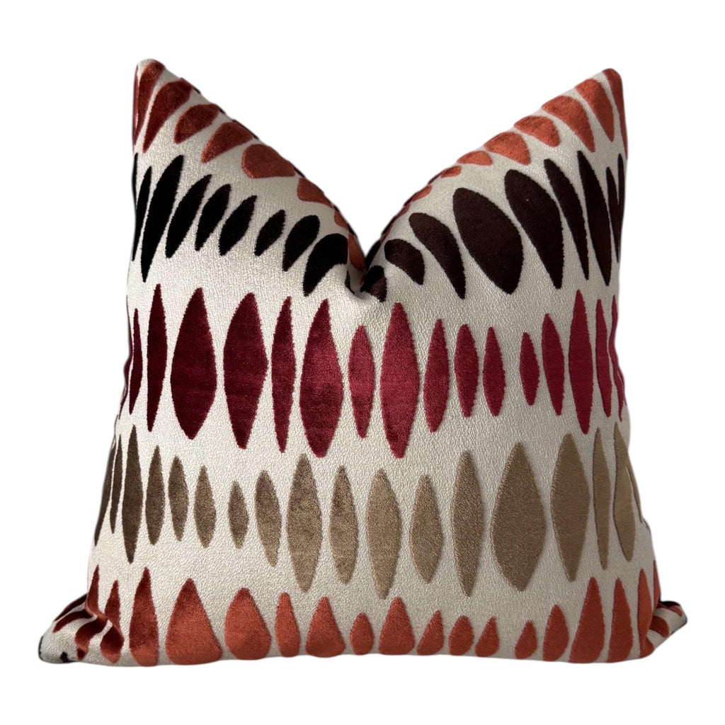 Boho Ikat Rust Burgundy Throw Pillow Cover, Abstract Southwest Cushion Home Decor