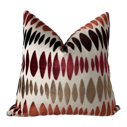 Boho Ikat Rust Burgundy Throw Pillow Cover, Abstract Southwest Cushion Home Decor