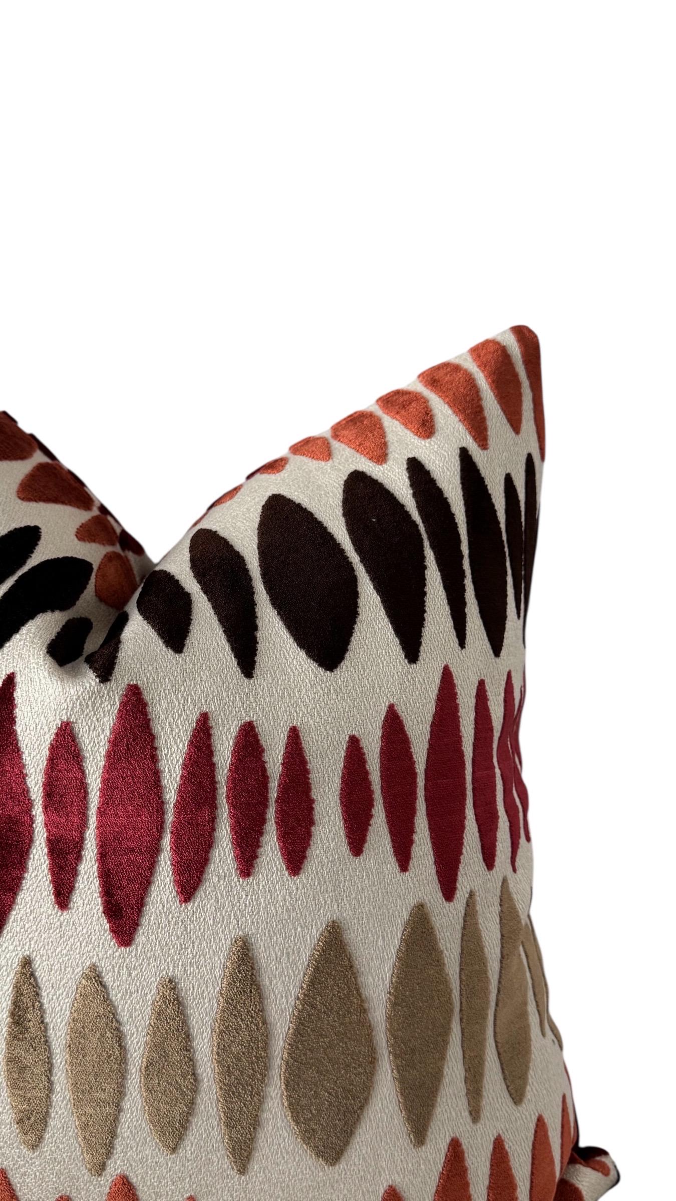 Boho Ikat Rust Burgundy Throw Pillow Cover, Abstract Southwest Cushion Home Decor