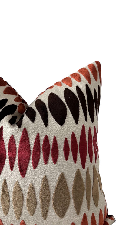 Boho Ikat Rust Burgundy Throw Pillow Cover, Abstract Southwest Cushion Home Decor