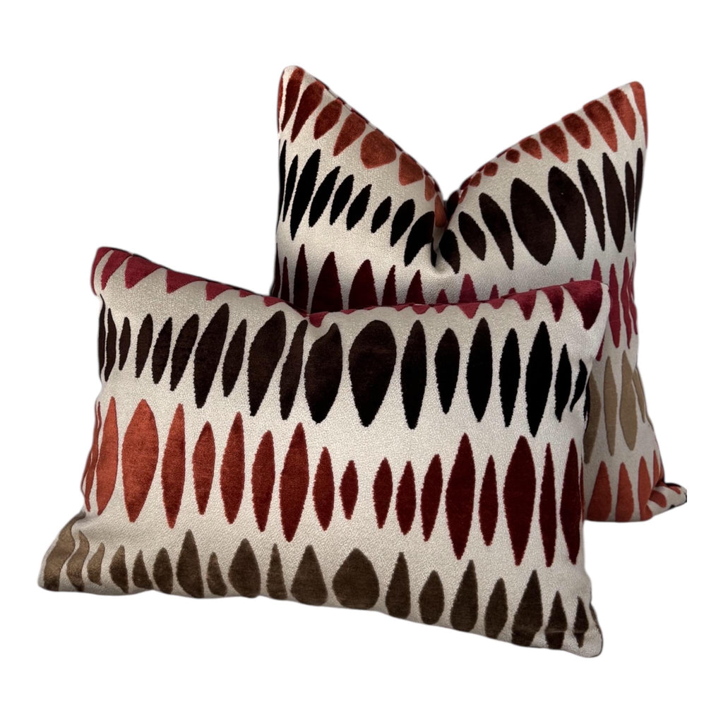 Boho Ikat Rust Burgundy Throw Pillow Cover, Abstract Southwest Cushion Home Decor