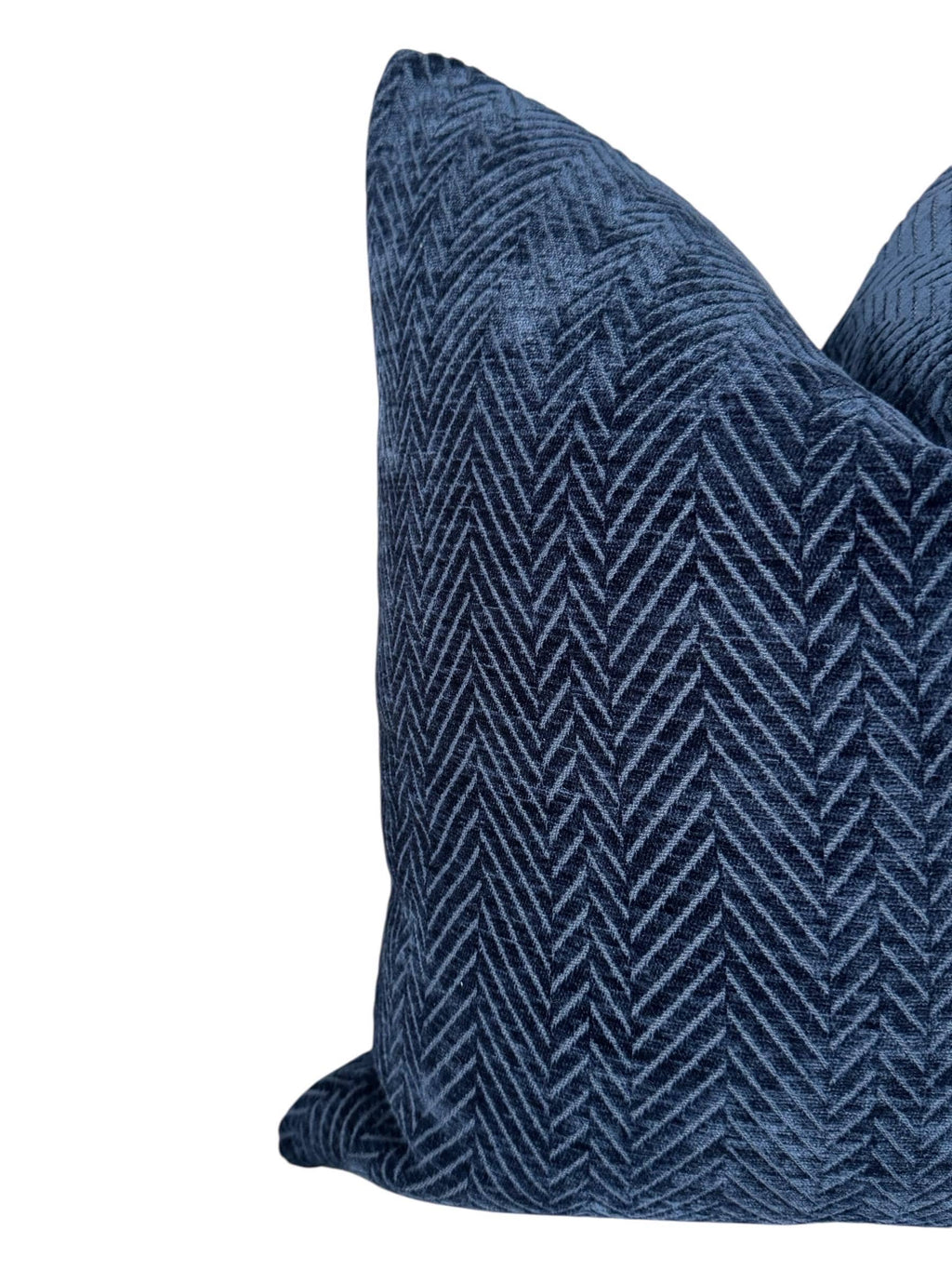 Blue Herringbone Velvet Cushion Cover, Elegant Home Accent