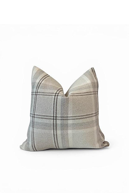 Neutral Plaid Pillow Cover, Beige Check Throw Cushion, Modern Farmhouse Accent